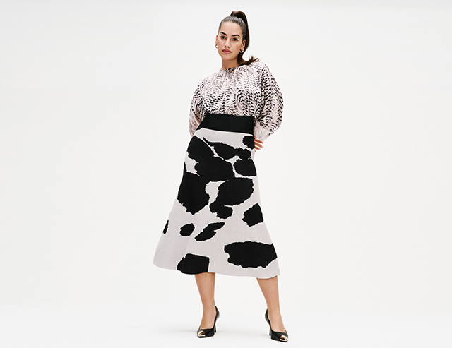 Marina Rinaldi completo blusa e gonna in stampa animalier